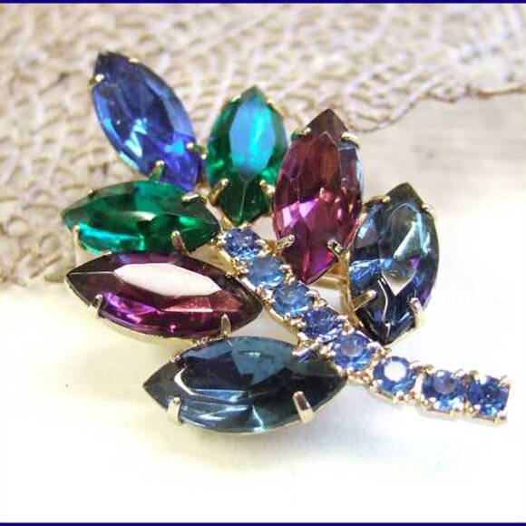 1950s D&E Juliana Peacock Crystal Vintage Brooch 13614 - Picture 3 of 5